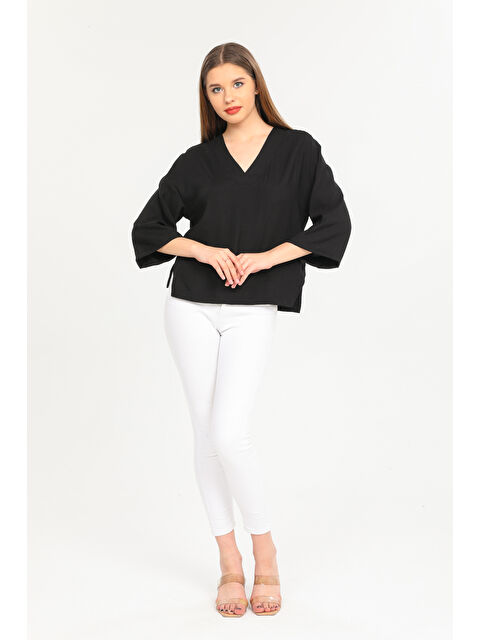 Pera Moda Yırtmaç Detaylı V Yaka Gömlek - S000353696-19351