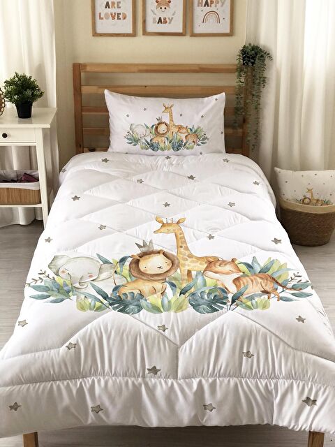 Evmila Safari DesenliKapitone Yorgan,Dekoratif Yatak Örtüsü - Çift Taraf Baskılı - S000054102-20063