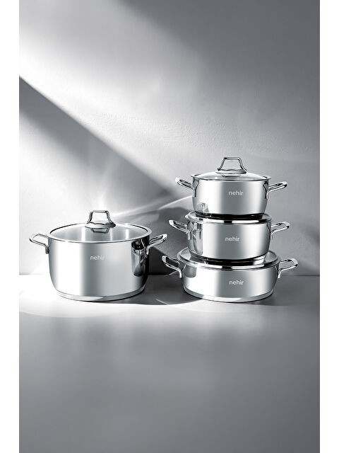 Nehir Silver Klasik 8 Parça Paslanmaz Çelik Tencere Seti - S000531267-18105