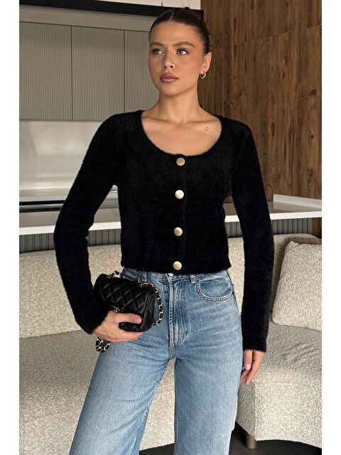 Gülseli Şardonlu Kadın Crop Top Triko Hırka (s,m,l,xl Uyumludur) - S000445297-19351