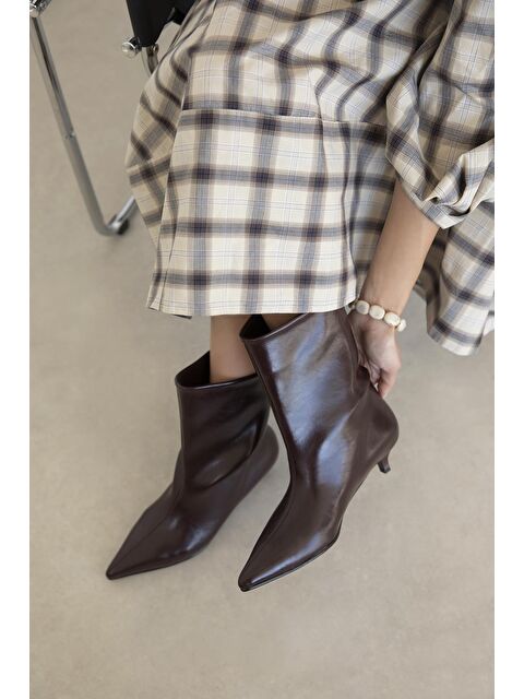 Straswans Morley Kadın Pino Ökçe Kırışık Deri Bot Bordo - S000512927-19951