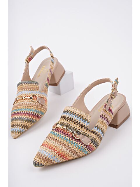 Muggo HERJEE Sivri Burun Arkası Açık Hasır Kadın Günlük Kısa Topuklu Ayakkabı - S000350688-18194