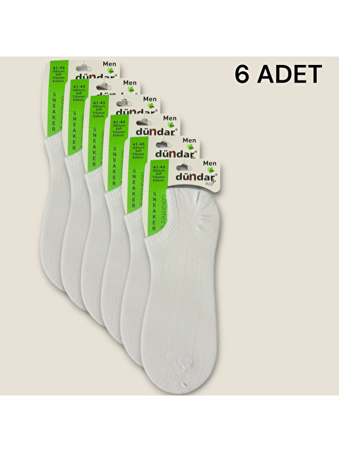 Dündar Beyaz Bambu 6'lı Erkek Sneaker Çorap - S000305299-21165