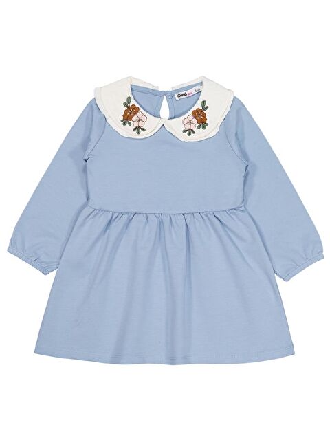 Civil Girls Yakası Nakışlı 2-5 Yaş Elbise - Mavi 4-5 Yaş - S000484560-17234