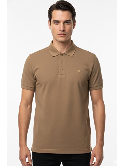 Sabri Özel Cappuccino Regular Fit %100 Pamuklu Polo Yaka Tişört - S000525474-19413