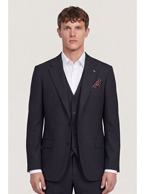 Sabri Özel Giotelli Erkek Siyah Dar Kesim Slim Fit Viskon Dokuma Klasik Yaka 6 Drop Takım Elbise