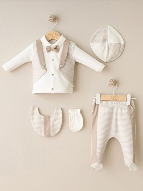 Mymio Gömlek Yaka Papyonlu Yelek Detaylı Erkek Bebek 5’li Set - S000359308-19413