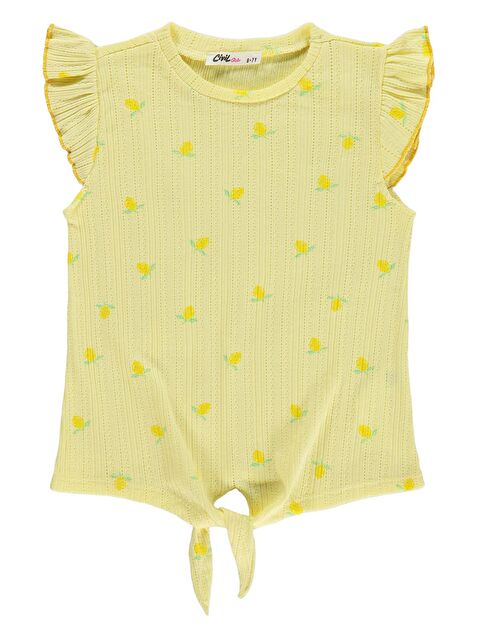 Civil Girls Limon Desenli 6-9 Yaş Tişört - Sarı