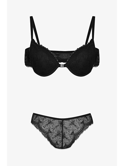 Koza İç Giyim Sevgililer Günü Temalı Kadın Yarım Dolgulu Önden Açılabilir Dantelli Sütyen Takım - S000324867-19351