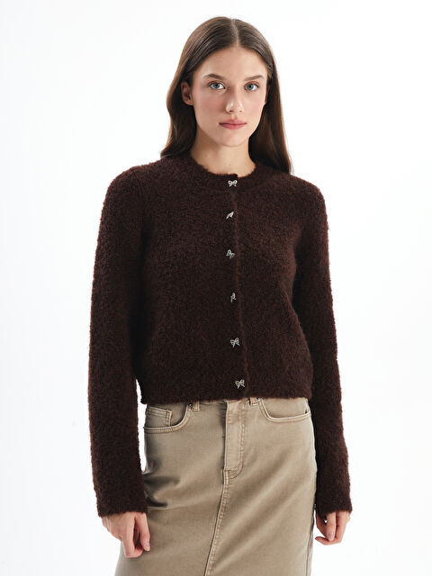 Dexia Cario - Örgü Detaylı Uzun Kollu Kazak - Kahverengi Renk - S000324870-19413