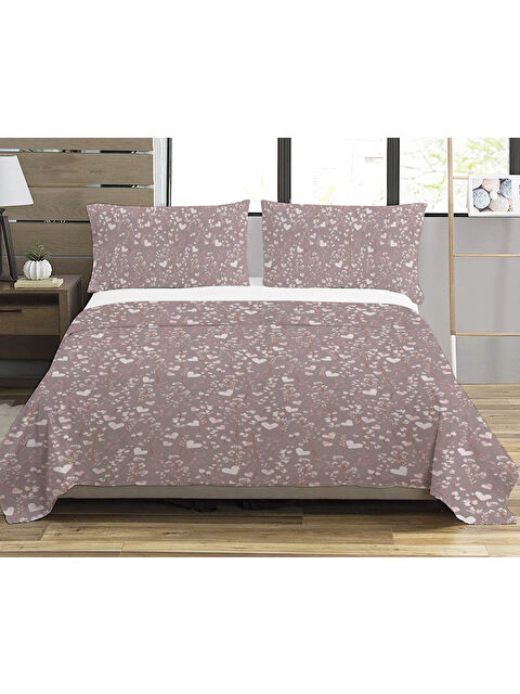 Evmila Kalp Desenli Baskılı Çift Kişilik Baskılı Pike  200x220 Cm - S000337835-23173