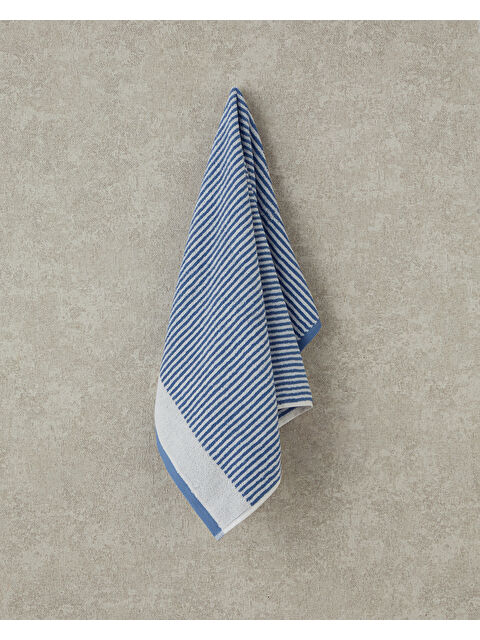 English Home Ornate Stripe Pamuklu İpliği Boyalı Yüz Havlusu Ekru - Mavi - S000312772-37369