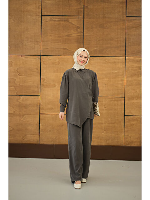 Locco Moda Kadın Gold Düğme Detaylı Pantolonlu Modal Takım Antrasit - S000513594-29666