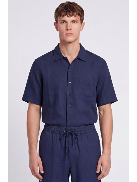 Sabri Özel Giotelli Açık Lacivert Normal Kesim Regular Fit Pamuklu Dokuma Lastikli Bel Kamp Yaka Takım