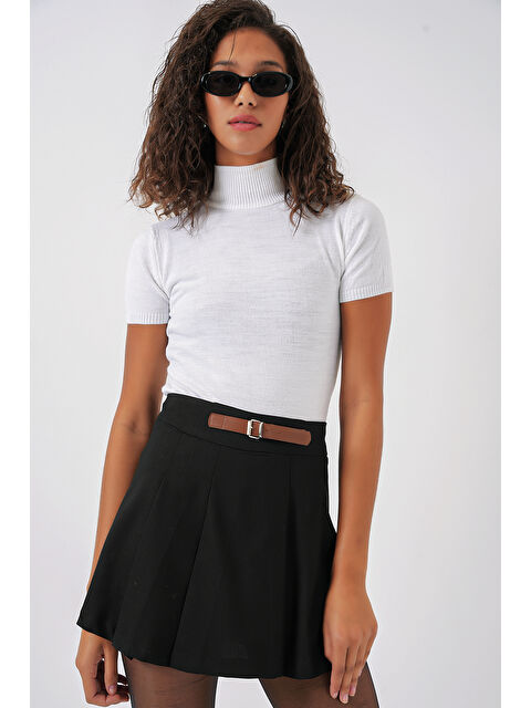 Bigdart 4335 Kadın Kemerli Mini Şort Etek - Siyah - S000324887-19351