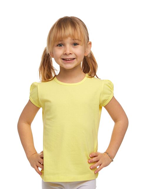 Lovetti Açık Sarı Kız Çocuk Kısa Kollu Basıc Tişört - S000053701-20065