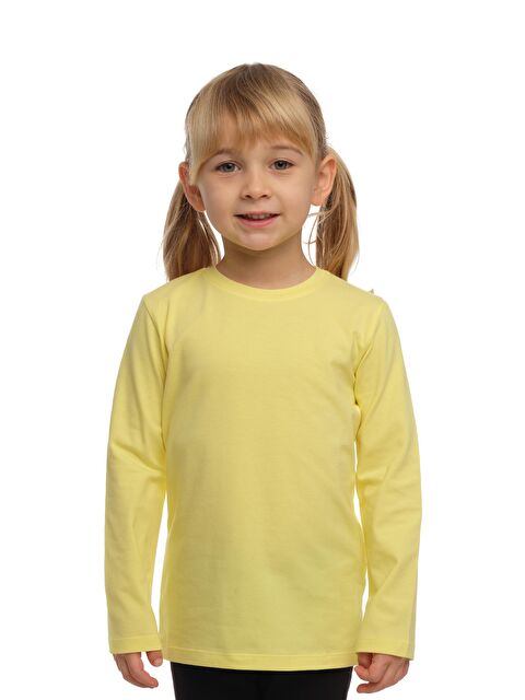 Lovetti Açık Sarı Unısex Sıfır Yaka Uzun Kollu Tişört - S000053556-20065