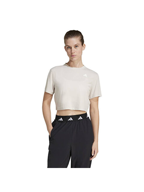 Adidas Train Essentials Boxy Workout Kadın Bej Yuvarlak Yaka Tişört - S000355648-19928