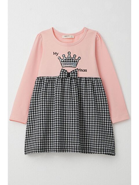 Breeze Kız Çocuk Uzun Kollu Elbise Prenses Tacı Nakışlı Fiyonklu Pembe (2-4 Yaş) - S000294561-20024