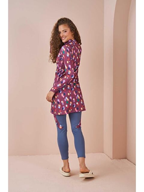 Mevra Puantiye Performans Tesettür Mayo Takımı Gül Kurusu - S000510032-20028