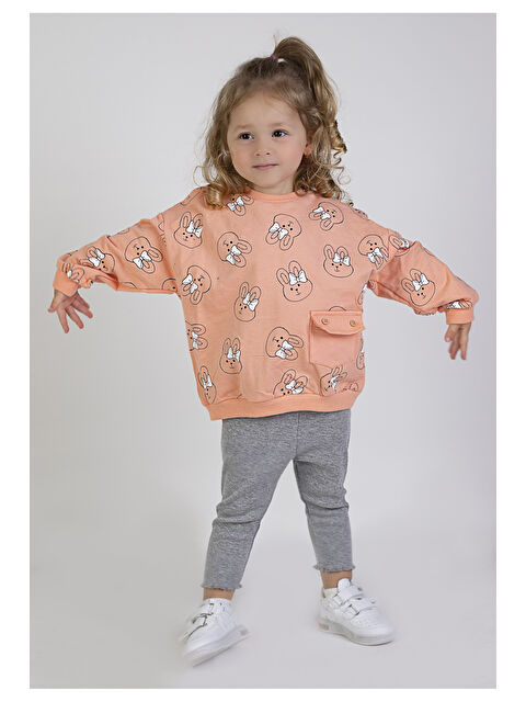 Harika Kids Kız Bebek&Çocuk İki İplik Kumaş Orta Kalınlıkta Örme Basic Oversize Alt Üst Eşofman Takımı - S000271992-24085