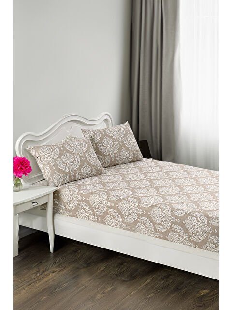 UPSTYLE Çift Kişilik Kahve Pes Lastikli Çarşaf Seti Yüksek Hava Geçirgenliği Yumuşak ve Kolay Bakım - S000271393-19413