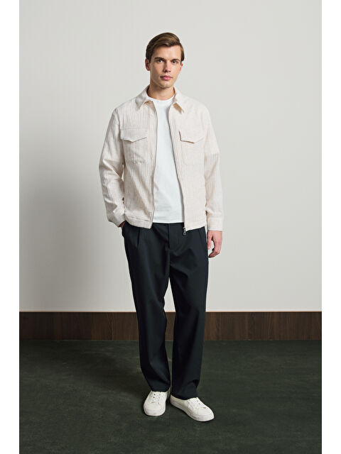 Danger Erkek Premium Keten Gömlek Ceket Ekru - S000502331-19965