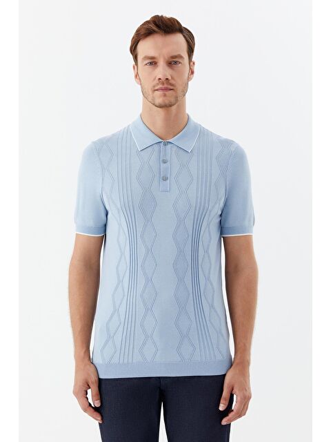 Sabri Özel Mavi Regular Fit Triko Polo Yaka Tişört - S000525478-17234