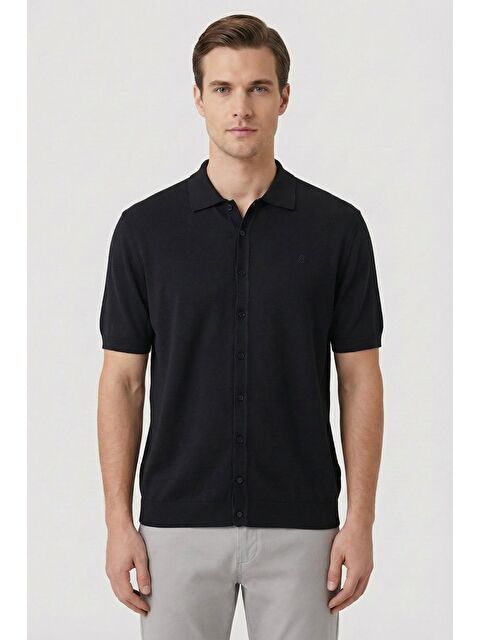 Sabri Özel Erkek Siyah Regular Fit Triko Polo Yaka Tişört - S000525479-19351