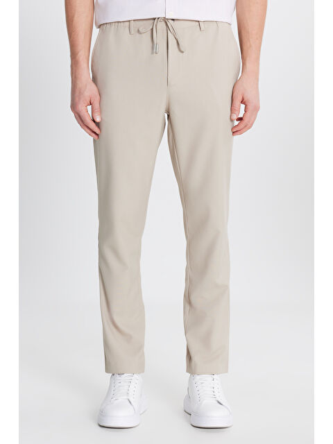 Altınyıldız Classics Erkek Bej Slim Fit Dar Kesim Beli Bağlamalı Yan Cepli Pantolon - S000486376-19928