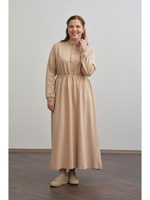 ALLDAY Bej-Pamuklu Yarım Patlı Elbise - S000500753-19928