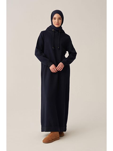 ALLDAY Lacivert-Pamuklu Kapüşonlu Şardonlu Elbise - S000500754-21164