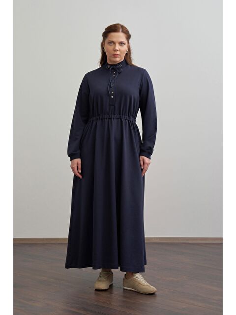 ALLDAY Lacivert-Pamuklu Yarım Patlı Elbise - S000500753-21164