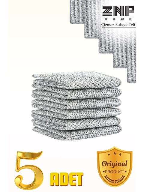 Znp Home Dish | 5'li İnox Çift Katmanlı Çizmez Paslanmaz Yeni Nesil Çok Amaçlı Bulaşık Teli Çelik Ovalama Tel - S000274239-20600