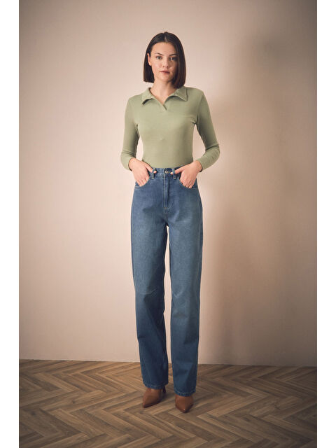 Fullamoda Fermuarlı Beli Tokalı Palazzo Jean - S000280495-17437