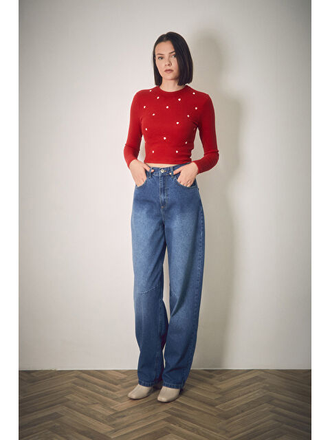 Fullamoda Fermuarlı Beli Tokalı Palazzo Jean - S000280495-17234