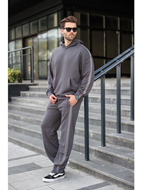 Madmext Füme Kanguru Cep Kapüşonlu Erkek Eşofman Takımı E7336 - S000465664-33408