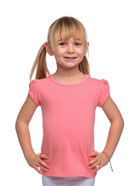 Lovetti Somon Kız Çocuk Kısa Kollu Basıc Tişört - S000053701-24085