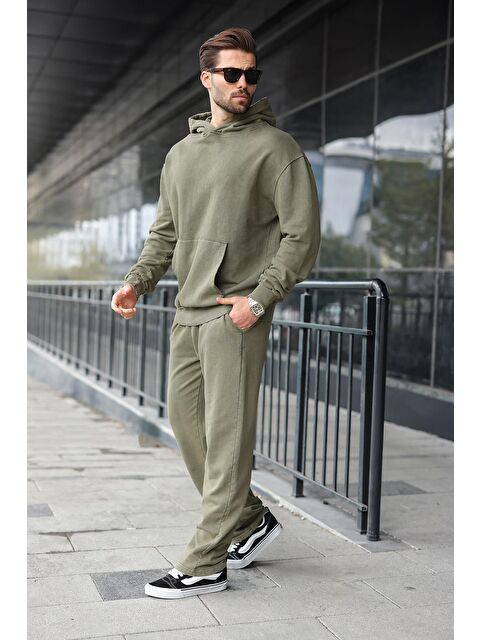 Madmext Yeşil Kanguru Cep Kapüşonlu Erkek Eşofman Takımı E7341 - S000465665-18194