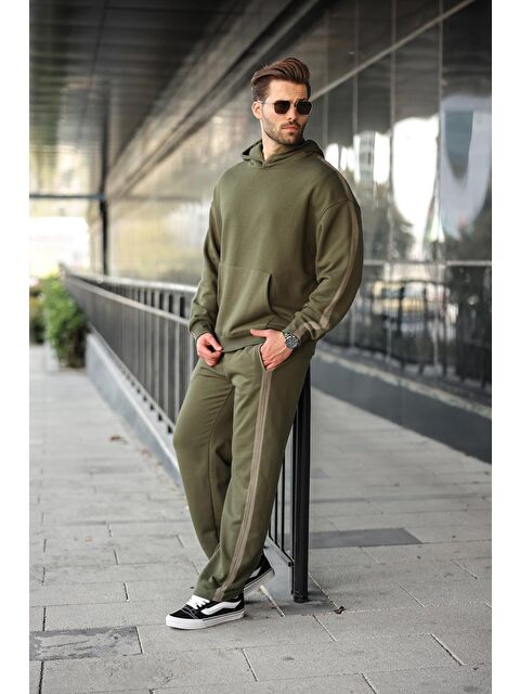 Madmext Haki Kanguru Cep Kapüşonlu Erkek Eşofman Takımı E7336 - S000465664-18547