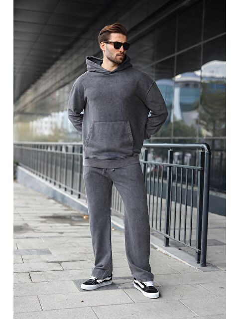 Madmext Siyah Kanguru Cep Kapüşonlu Erkek Eşofman Takımı E7341 - S000465665-19351