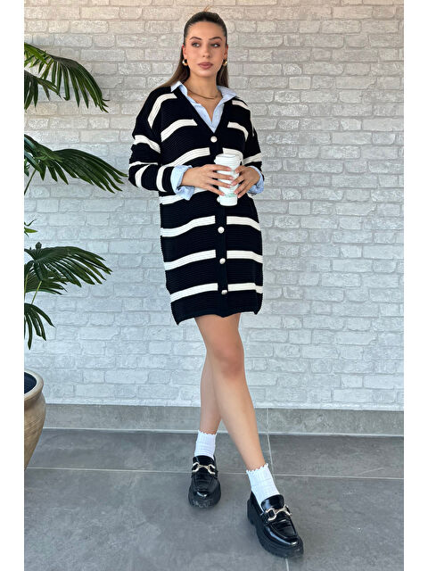 Gülseli Çizgili Triko Hırka - S000289587-5300