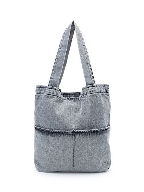 Minebag Çift Cepli Jean Kadın Kol Çanta Edgar Gri