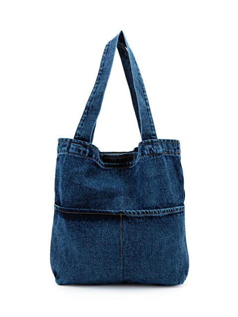 Minebag Çift Cepli Jean Kadın Kol Çanta Edgar Lacivert