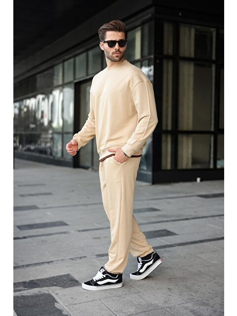 Madmext Bej Bisiklet Yaka Basic Erkek Eşofman Takımı E7323 - S000445075-19928
