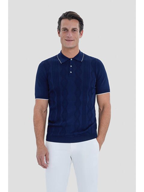 Sabri Özel Lacivert Regular Fit Triko Polo Yaka Tişört - S000525492-21164