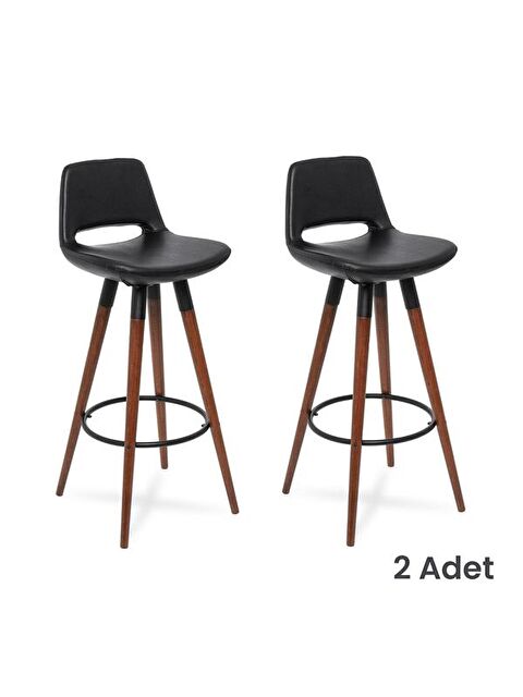 Just Home Retro 2'li Bar Taburesi - Siyah - 107 cm