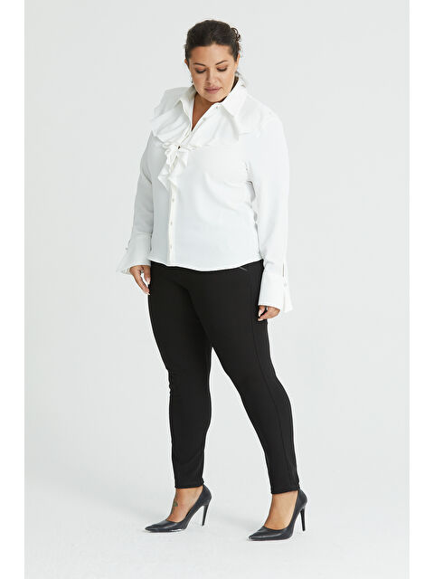 Pera Moda Dökümlü Fırfır Yaka Büyük Beden Bluz - S000353697-20063