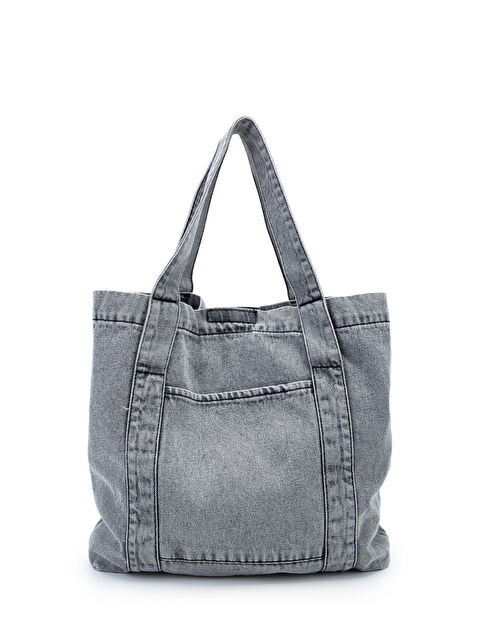 Minebag Tek Cepli Jean Kadın Kol Çanta Spark Gri