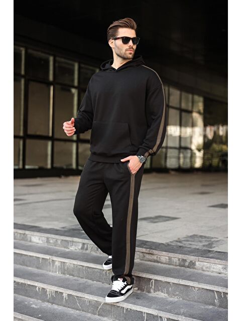 Madmext Siyah Kanguru Cep Kapüşonlu Erkek Eşofman Takımı E7336 - S000465664-19351